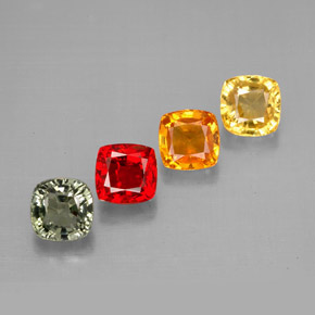 Gemas de zafiro multicolor natural de  ct, corte cojín, VVS-VS