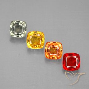 Gemas de zafiro multicolor natural de 2,87 ct, corte cojín, VVS-VS