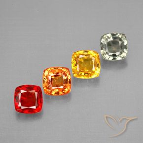 Gemas de zafiro multicolor natural de 2,87 ct, corte cojín, VVS-VS