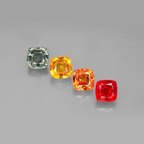 Gemas de zafiro multicolor natural de 2,70 ct, corte cojín, VVS-VS