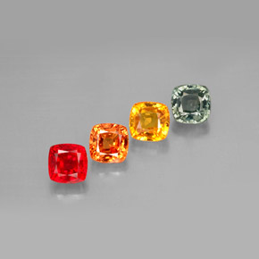 Gemas de zafiro multicolor natural de 2,70 ct, corte cojín, VVS-VS