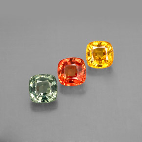 Gemas de zafiro multicolor natural de  ct, corte cojín, VVS-VS