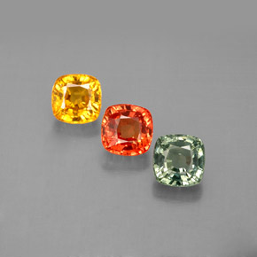 Gemas de zafiro multicolor natural de  ct, corte cojín, VVS-VS