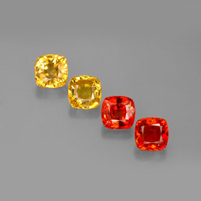 Gemas de zafiro multicolor natural de  ct, corte cojín, VVS-VS