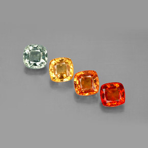 Gemas de zafiro multicolor natural de 2,79 ct, corte cojín, VVS-VS