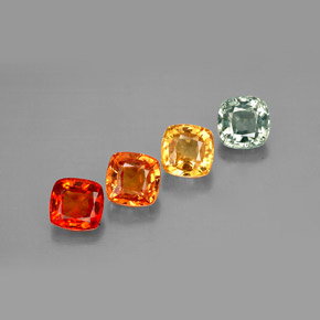 Gemas de zafiro multicolor natural de 2,79 ct, corte cojín, VVS-VS