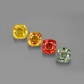 Gemas de zafiro multicolor natural de  ct, corte cojín, VVS-VS