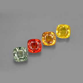 Gemas de zafiro multicolor natural de  ct, corte cojín, VVS-VS