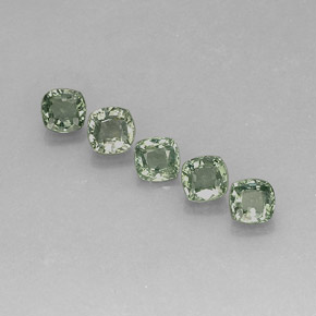 Gemas de zafiro verde natural de  ct, corte cojín, VS