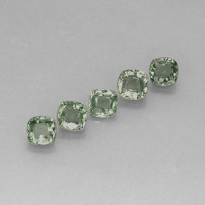 Gemas de zafiro verde natural de  ct, corte cojín, VS