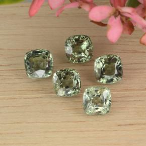 Gemas de zafiro verde natural de 3,80 ct, corte cojín, VVS-VS