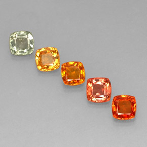 Gemas de zafiro multicolor natural de  ct, corte cojín, VVS-VS