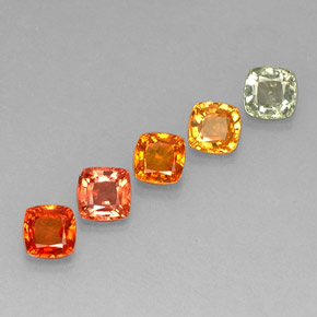 Gemas de zafiro multicolor natural de  ct, corte cojín, VVS-VS