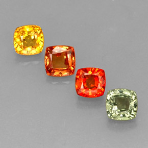 Gemas de zafiro multicolor natural de 3,16 ct, corte cojín, VS
