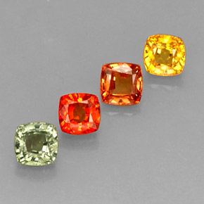 Gemas de zafiro multicolor natural de 3,16 ct, corte cojín, VS
