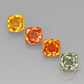 Gemas de zafiro multicolor natural de 2,97 ct, corte cojín, VS