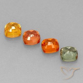 Gemas de zafiro multicolor natural de 2,97 ct, corte cojín, VS