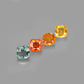 Gemas de zafiro multicolor natural de  ct, corte cojín, VVS-VS