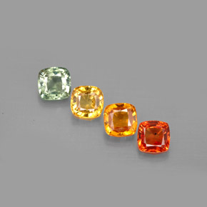 Gemas de zafiro multicolor natural de  ct, corte cojín, VVS-VS