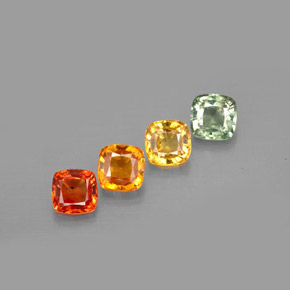 Gemas de zafiro multicolor natural de  ct, corte cojín, VVS-VS