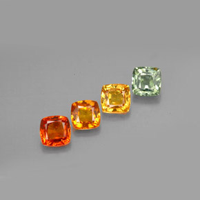 Gemas de zafiro multicolor natural de  ct, corte cojín, VVS-VS