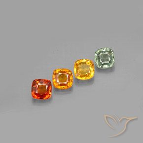 Gemas de zafiro multicolor natural de 2,66 ct, corte cojín, VVS-VS