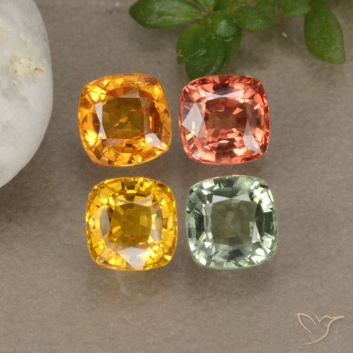 Gemas de zafiro multicolor natural de 2,71 ct, corte cojín, VVS-VS