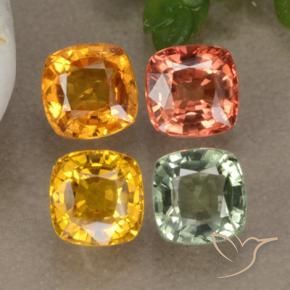 Gemas de zafiro multicolor natural de 2,71 ct, corte cojín, VVS-VS