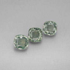 Gemas de zafiro verde natural de  ct, corte cojín, VVS-VS