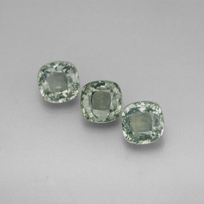 Gemas de zafiro verde natural de  ct, corte cojín, VVS-VS
