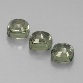 Gemas de zafiro verde natural de  ct, corte cojín, VS
