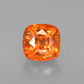 Zafiro naranja natural de 0,88 ct, corte cojín, VS