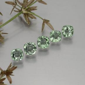 Gemas de zafiro verde natural de  ct, corte cojín, VVS