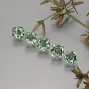 Gemas de zafiro verde natural de  ct, corte cojín, VVS