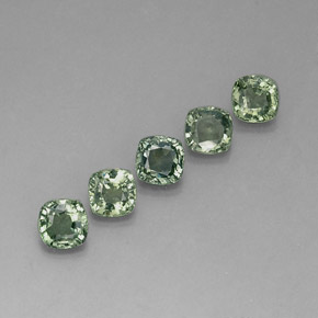 Gemas de zafiro verde natural de  ct, corte cojín, VVS-VS