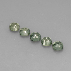 Gemas de zafiro verde natural de  ct, corte cojín, VVS-VS