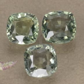 Gemas de zafiro verde natural de 2,27 ct, corte cojín, VVS-VS