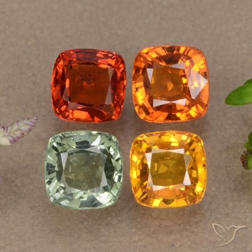 Gemas de zafiro multicolor natural de 2,76 ct, corte cojín, VVS-VS