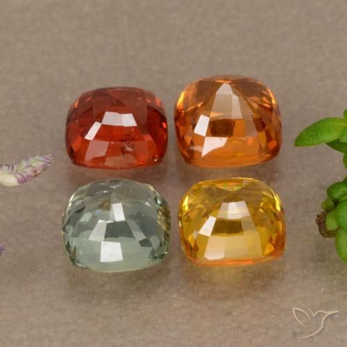 Gemas de zafiro multicolor natural de 2,76 ct, corte cojín, VVS-VS