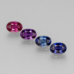 Gemas de zafiro multicolor natural de  ct, corte óvalo, VVS-VS