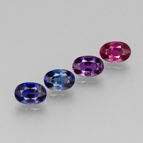 Gemas de zafiro multicolor natural de  ct, corte óvalo, VVS-VS