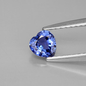 Zafiro azul natural de 0,44 ct, forma de corazón, VS