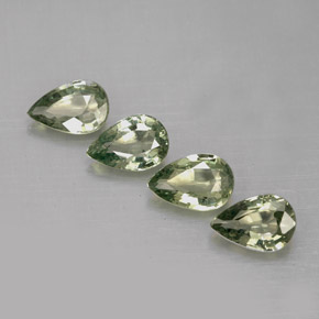 Gemas de zafiro verde natural de  ct, en forma de pera, VS