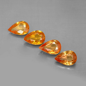 Gemas de zafiro naranja natural de  ct, en forma de pera, VS