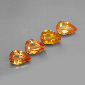 Gemas de zafiro naranja natural de  ct, en forma de pera, VS