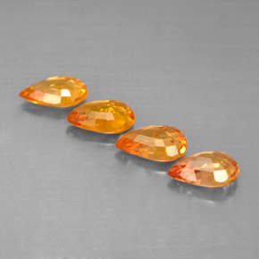 Gemas de zafiro naranja natural de  ct, en forma de pera, VS