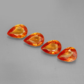 Gemas de zafiro naranja natural de  ct, en forma de pera, VS