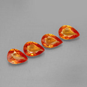 Gemas de zafiro naranja natural de  ct, en forma de pera, VS