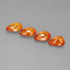 Gemas de zafiro naranja natural de  ct, en forma de pera, VS