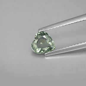 Zafiro verde natural de 0,90 ct, forma de corazón, VVS-VS